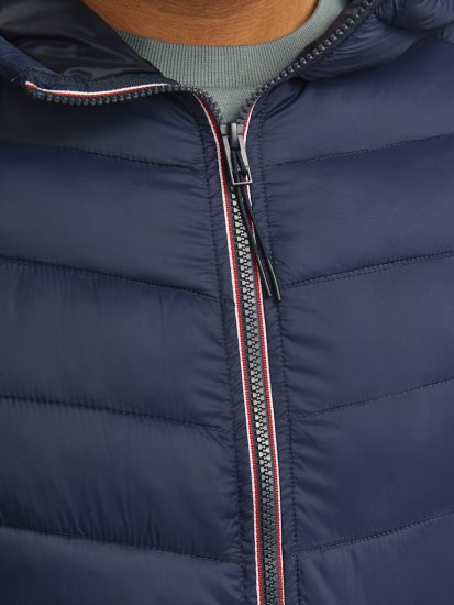 Jack & Jones SPRINT Red Stitches Quilted Hooded Jacket Navy Blazer - Якета - мъжки якета големи размери