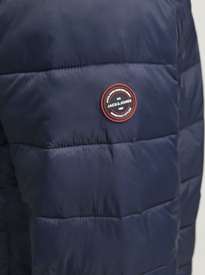 Jack & Jones SPRINT Red Stitches Quilted Hooded Jacket Navy Blazer - Якета - мъжки якета големи размери