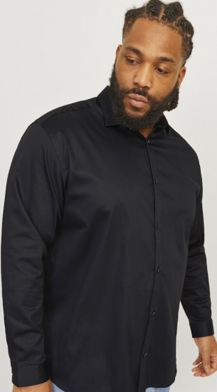 Jack & Jones ARMA LS Shirt Black - Ризи - мъжки ризи големи размери