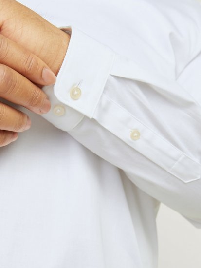 Jack & Jones ARMA LS Shirt White - Ризи - мъжки ризи големи размери