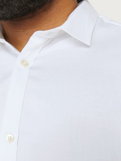 Jack & Jones ARMA LS Shirt White - Ризи - мъжки ризи големи размери