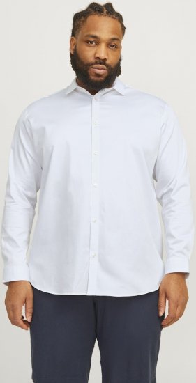 Jack & Jones ARMA LS Shirt White - Ризи - мъжки ризи големи размери