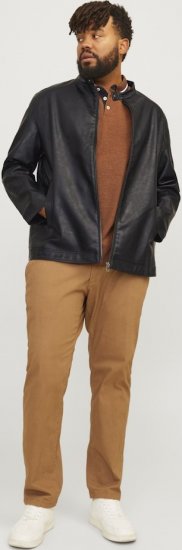 Jack & Jones DYLAN Clean PU Jacket Black - Якета - мъжки якета големи размери