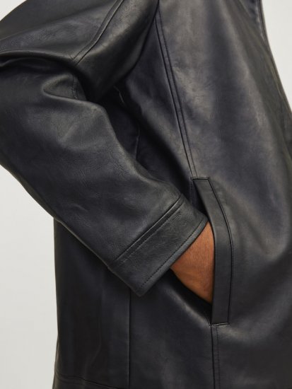 Jack & Jones DYLAN Clean PU Jacket Black - Якета - мъжки якета големи размери