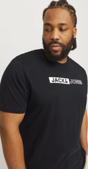 Jack & Jones CORP Logo Play 5 T-Shirt Black - Тениски - мъжки тениски големи размери