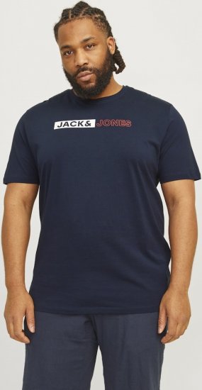 Jack & Jones CORP Logo Play 5 T-Shirt Navy Blazer - Тениски - мъжки тениски големи размери