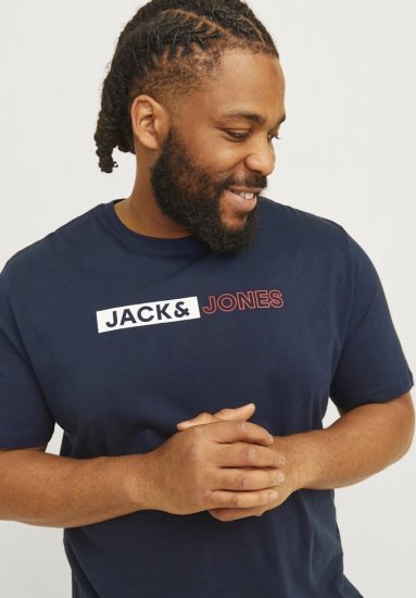 Jack & Jones CORP Logo Play 5 T-Shirt Navy Blazer - Тениски - мъжки тениски големи размери