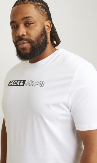Jack & Jones CORP Logo Play 5 T-Shirt White - Тениски - мъжки тениски големи размери