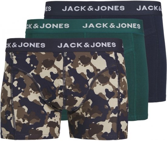 Jack & Jones JACCAMOFLAGE Trunks 3-Pack Navy Blazer - Бельо & Бански шорти - Мъжко бельо големи размери