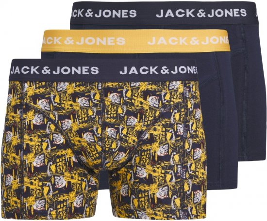 Jack & Jones SKULLROCK Trunks 3-Pack Navy Blazer - Бельо & Бански шорти - Мъжко бельо големи размери