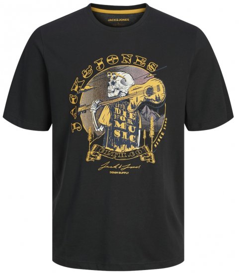 Jack & Jones JJSKULL ROCK T-Shirt Black - Тениски - мъжки тениски големи размери