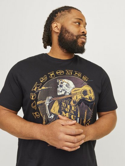 Jack & Jones JJSKULL ROCK T-Shirt Black - Тениски - мъжки тениски големи размери