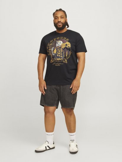Jack & Jones JJSKULL ROCK T-Shirt Black - Тениски - мъжки тениски големи размери