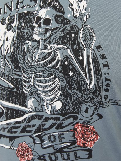 Jack & Jones JJSKULL ROCK T-Shirt Goblin Blue - Тениски - мъжки тениски големи размери