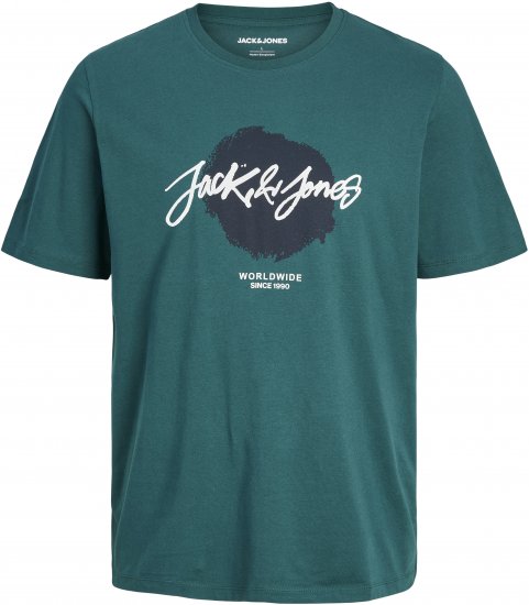 Jack & Jones TILEY T-Shirt Deep Teal - Тениски - мъжки тениски големи размери