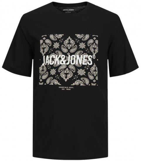 Jack & Jones JJPAISLEY T-Shirt Black - Тениски - мъжки тениски големи размери