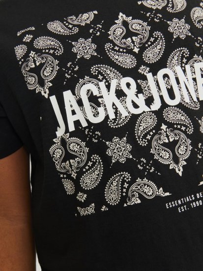 Jack & Jones JJPAISLEY T-Shirt Black - Тениски - мъжки тениски големи размери
