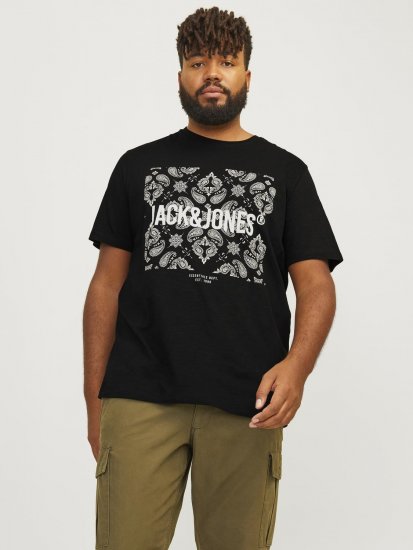 Jack & Jones JJPAISLEY T-Shirt Black - Тениски - мъжки тениски големи размери