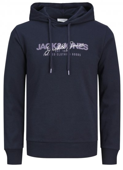 Jack & Jones JJALVIS Hoodie Navy Blazer - Суичъри & cуичъри с качулка - мъжки суичъри големи размери
