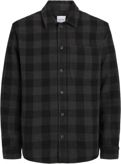 Jack & Jones ZAC BRUSHED Long Sleeve OVERSHIRT Grey - Ризи - мъжки ризи големи размери