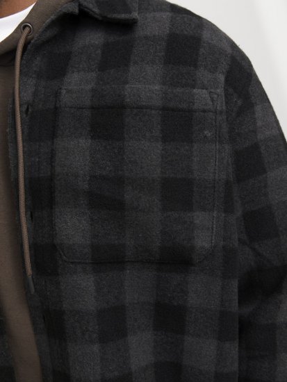 Jack & Jones ZAC BRUSHED Long Sleeve OVERSHIRT Grey - Ризи - мъжки ризи големи размери