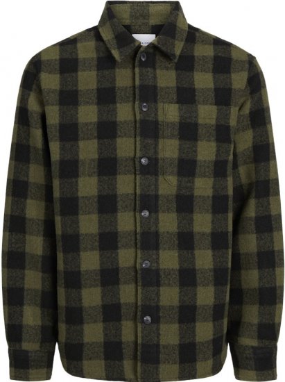 Jack & Jones ZAC Brushed Long Sleeve Overshirt Green - Ризи - мъжки ризи големи размери