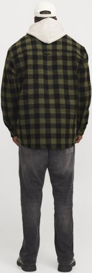 Jack & Jones ZAC Brushed Long Sleeve Overshirt Green - Ризи - мъжки ризи големи размери