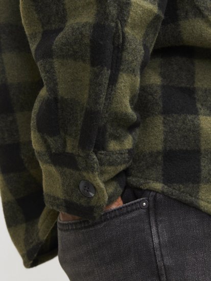 Jack & Jones ZAC Brushed Long Sleeve Overshirt Green - Ризи - мъжки ризи големи размери