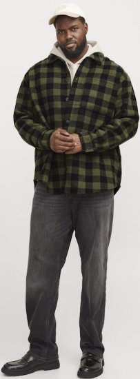 Jack & Jones ZAC Brushed Long Sleeve Overshirt Green - Ризи - мъжки ризи големи размери