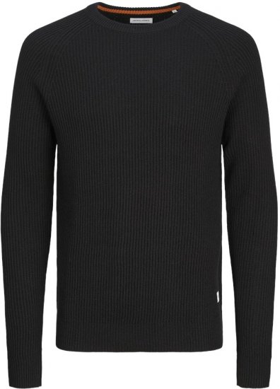 Jack & Jones PANNEL Knitted Sweater Black - Суичъри & cуичъри с качулка - мъжки суичъри големи размери