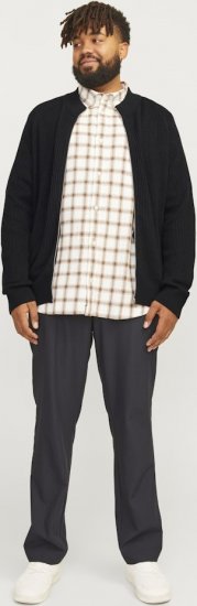 Jack & Jones PANNEL Turtleneck Knitted Sweater with Zipper Black - Суичъри & cуичъри с качулка - мъжки суичъри големи размери