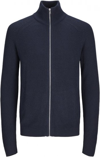 Jack & Jones PANNEL Turtleneck Knitted Sweater with Zipper Navy Blazer - Суичъри & cуичъри с качулка - мъжки суичъри големи размери