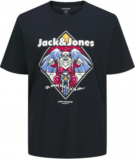 Jack & Jones XMAS Christmas Skull T-Shirt Navy - Тениски - мъжки тениски големи размери