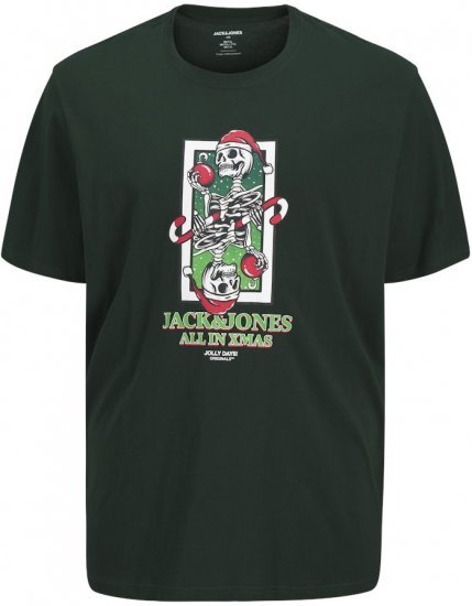 Jack & Jones XMAS Christmas Skull T-Shirt Dark Slate Grey - Тениски - мъжки тениски големи размери