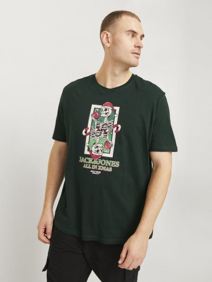 Jack & Jones XMAS Christmas Skull T-Shirt Dark Slate Grey - Тениски - мъжки тениски големи размери