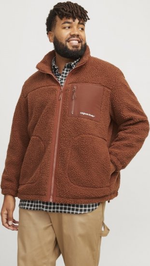 Jack & Jones ESTERBRO High Collar Teddy Jacket Brandy Brown - Якета - мъжки якета големи размери