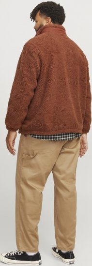 Jack & Jones ESTERBRO High Collar Teddy Jacket Brandy Brown - Якета - мъжки якета големи размери