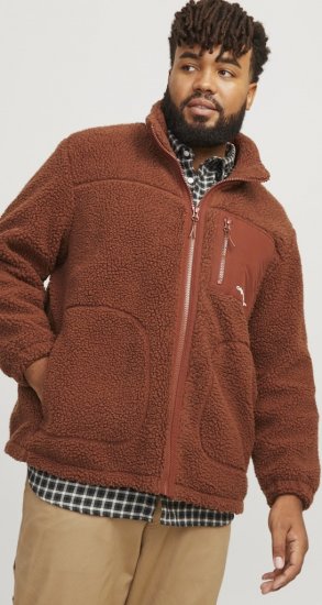 Jack & Jones ESTERBRO High Collar Teddy Jacket Brandy Brown - Якета - мъжки якета големи размери