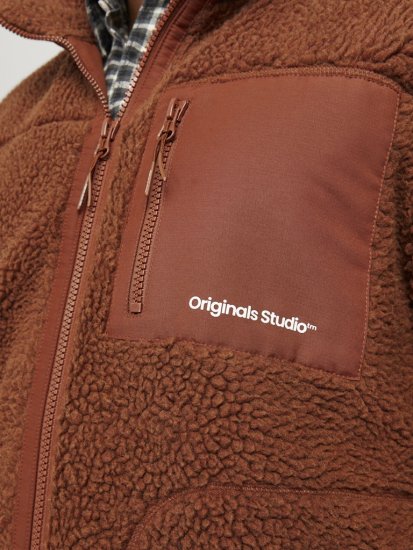 Jack & Jones ESTERBRO High Collar Teddy Jacket Brandy Brown - Якета - мъжки якета големи размери