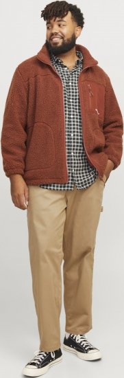 Jack & Jones ESTERBRO High Collar Teddy Jacket Brandy Brown - Якета - мъжки якета големи размери