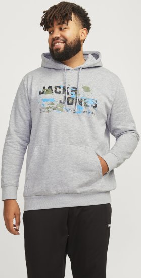 Jack & Jones JCOOUTDOOR Hoodie Light Grey - Суичъри & cуичъри с качулка - мъжки суичъри големи размери