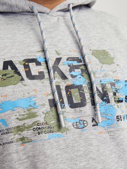 Jack & Jones JCOOUTDOOR Hoodie Light Grey - Суичъри & cуичъри с качулка - мъжки суичъри големи размери