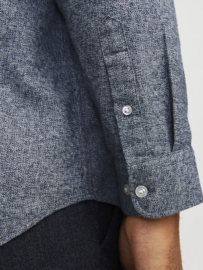 Jack & Jones NORRIS Flannel Long Sleeve Shirt Navy Blazer - Ризи - мъжки ризи големи размери