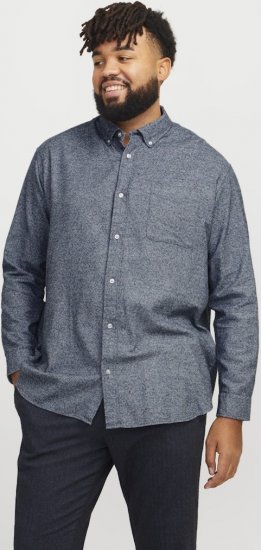 Jack & Jones NORRIS Flannel Long Sleeve Shirt Navy Blazer - Ризи - мъжки ризи големи размери