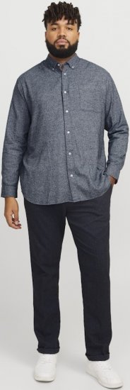 Jack & Jones NORRIS Flannel Long Sleeve Shirt Navy Blazer - Ризи - мъжки ризи големи размери