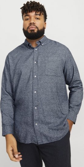 Jack & Jones NORRIS Flannel Long Sleeve Shirt Navy Blazer - Ризи - мъжки ризи големи размери