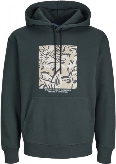 Jack & Jones ESTERBRO Hoodie Dark Green - Суичъри & cуичъри с качулка - мъжки суичъри големи размери