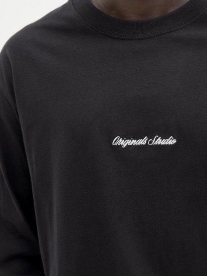 Jack & Jones Norrebro Crew Neck Long Sleeve T-Shirt Black - Тениски - мъжки тениски големи размери
