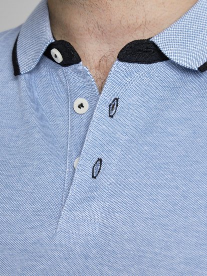 Jack & Jones PAULOS Short Sleeve Polo Light Blue/PS - Поло тениски - мъжки тениски с яка големи размери