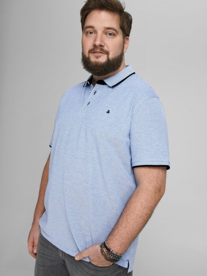 Jack & Jones PAULOS Short Sleeve Polo Light Blue/PS - Поло тениски - мъжки тениски с яка големи размери